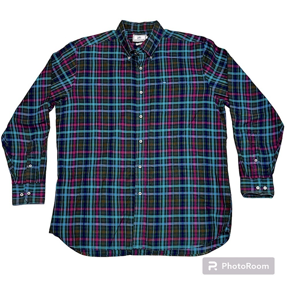 Southern Tide EUC Men’s Plaid Button Up Shirt, size Large
